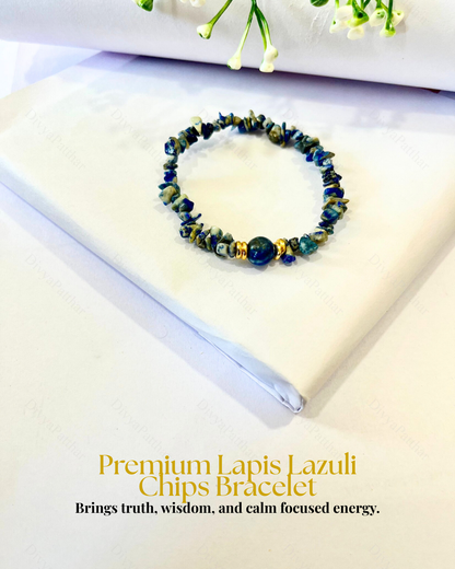 Premium Lapis Lazuli Chips Bracelet (Wisdom, Communication & Stylish Royal Confidence)