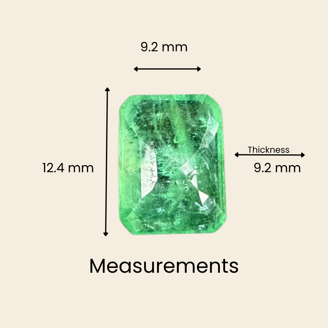 Natural Emerald (Panna) Gemstone – Square Shape (6.35 Carat | 6.92 Ratti | 12.4 × 9.2 × 9.2 mm)