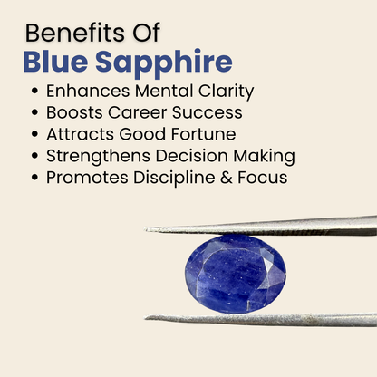 Natural Blue Sapphire (Neelam) Gemstone – Oval Shape (4.30 Carat | 4.68 Ratti | 10.1 × 8.6 × 4.7 mm)