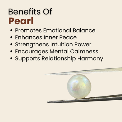 Natural Pearl (Moti) Gemstone – Round Shape (4.50 Carat | 4.90 Ratti | 9.5 × 5.7 mm)