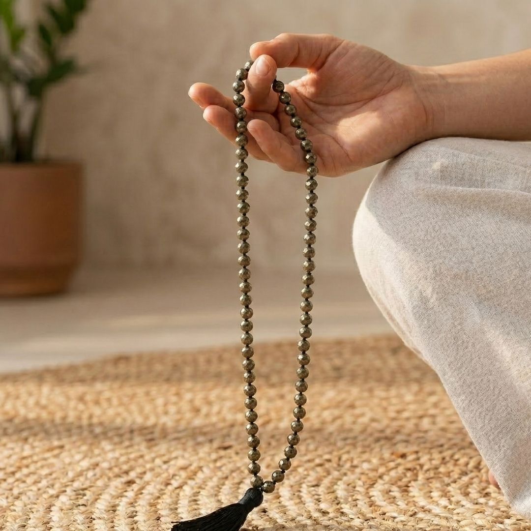 Pyrite Jap Mala – Attract Wealth, Confidence & Protection