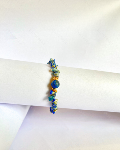 Premium Lapis Lazuli Chips Bracelet (Wisdom, Communication & Stylish Royal Confidence)