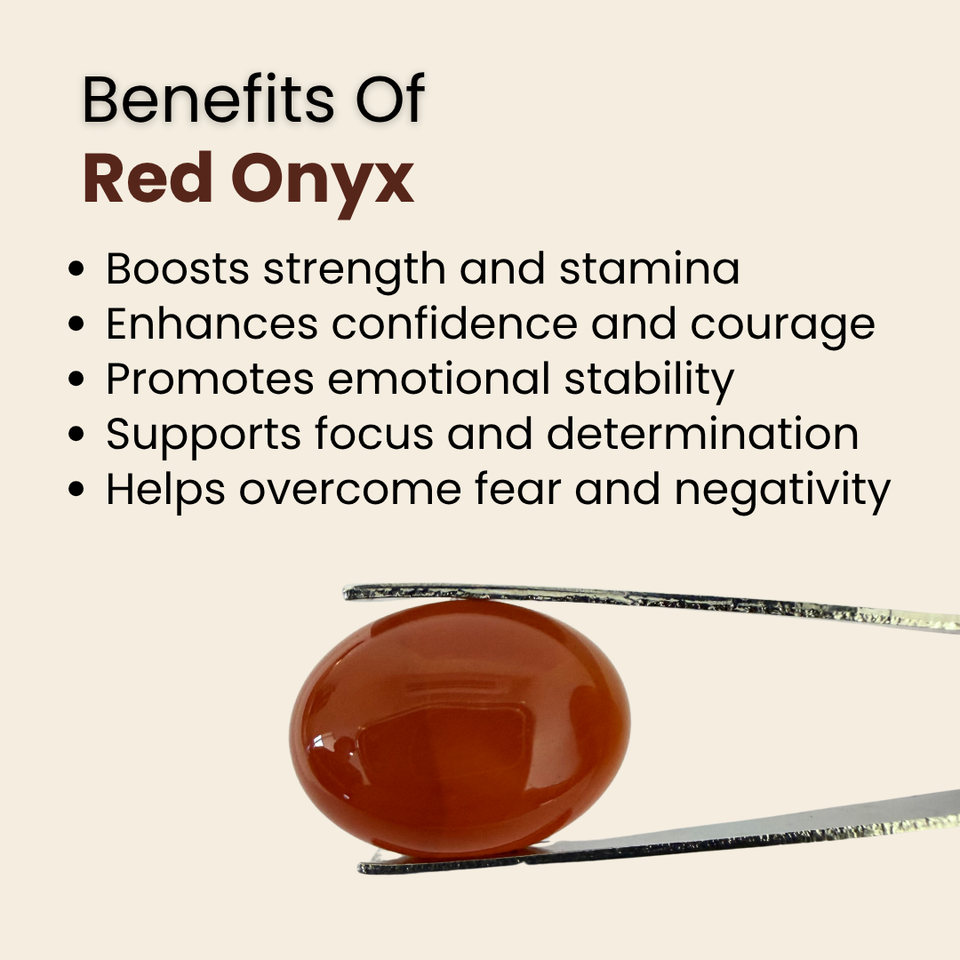 Natural Red Onyx Gemstone – Oval Shape (17.25 Carat | 18.80 Ratti)