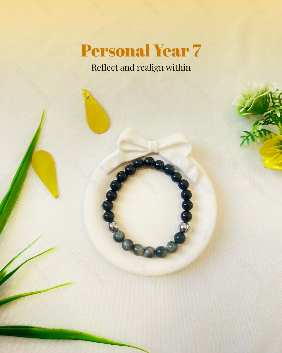 PERSONAL YEAR 7 BRACELET (Cat’s Eye • Silver Pyrite • Black Onyx)