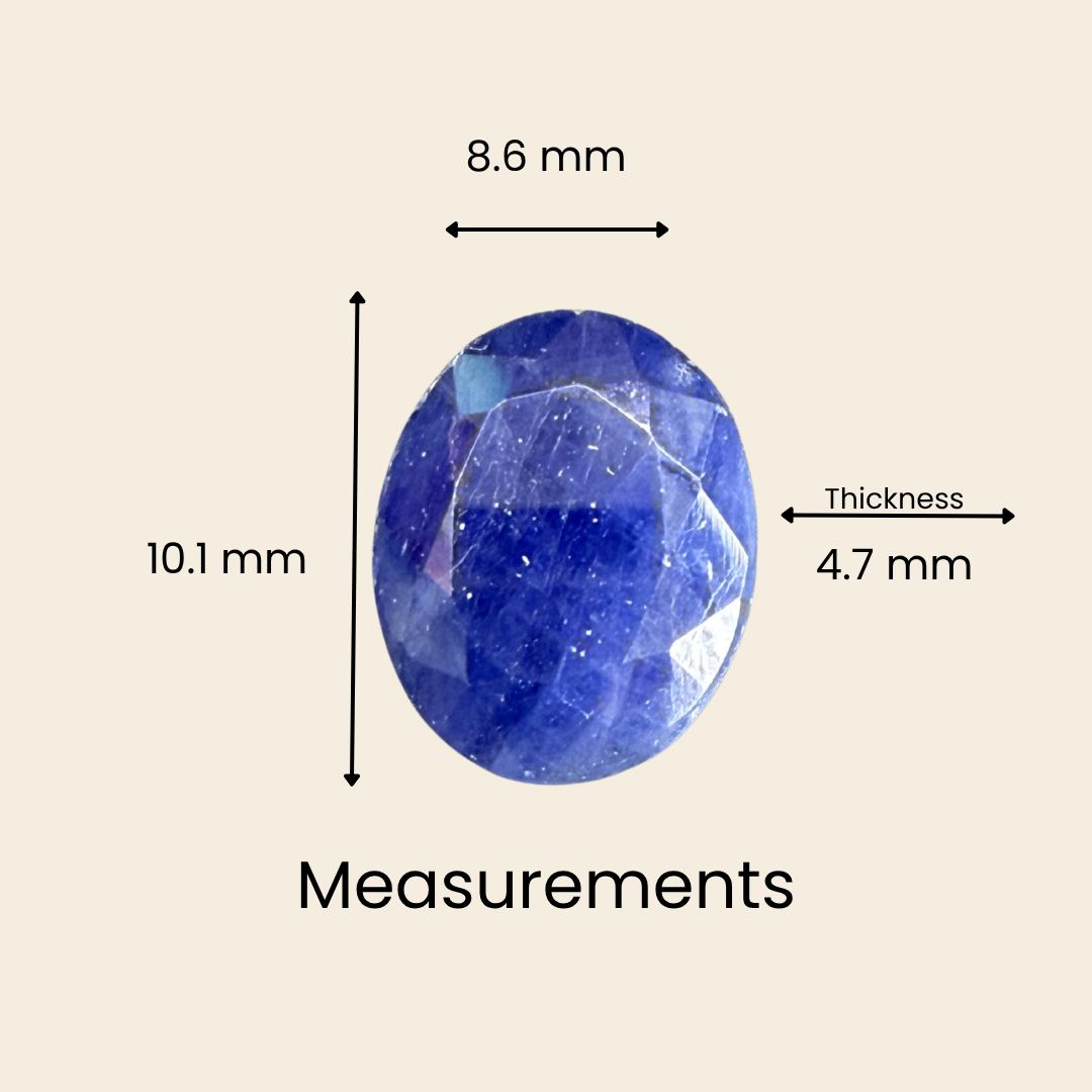 Natural Blue Sapphire (Neelam) Gemstone – Oval Shape (4.30 Carat | 4.68 Ratti | 10.1 × 8.6 × 4.7 mm)