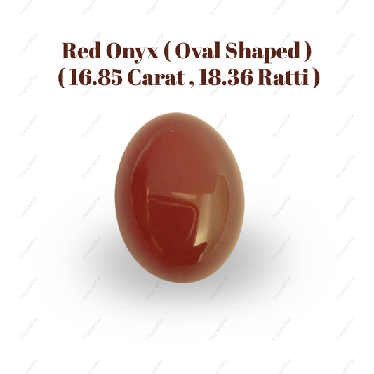 Natural Red Onyx Gemstone – Oval Shape (16.85 Carat | 18.36 Ratti)
