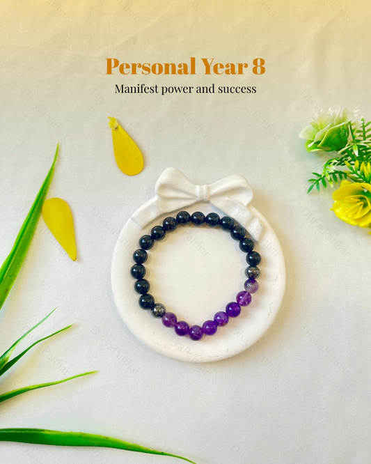 PERSONAL YEAR 8 BRACELET (Black Onyx • Amethyst • Hematite)
