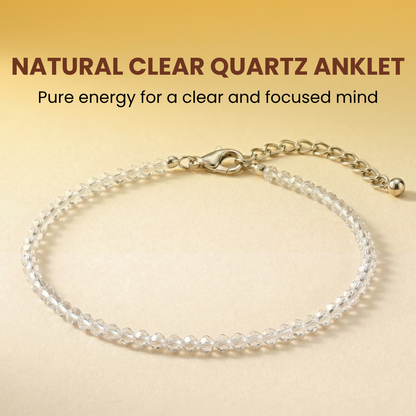 Natural Clear Quartz Anklet (Energy Cleansing, Clarity & Stylish Aura Purification)
