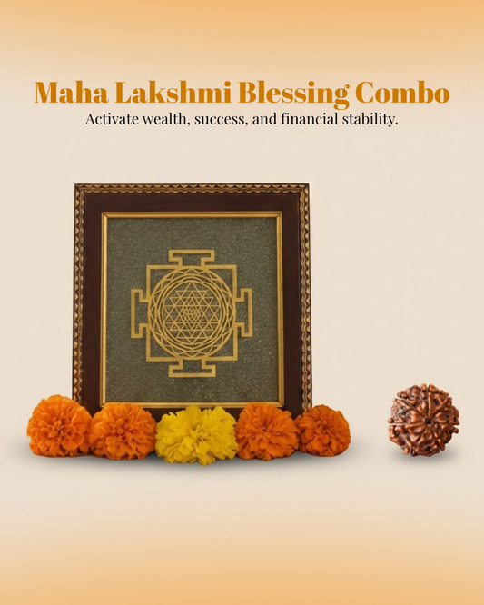 Maha Lakshmi Blessing Combo – (Shri Yantra Frame & 7 Mukhi Rudraksha)