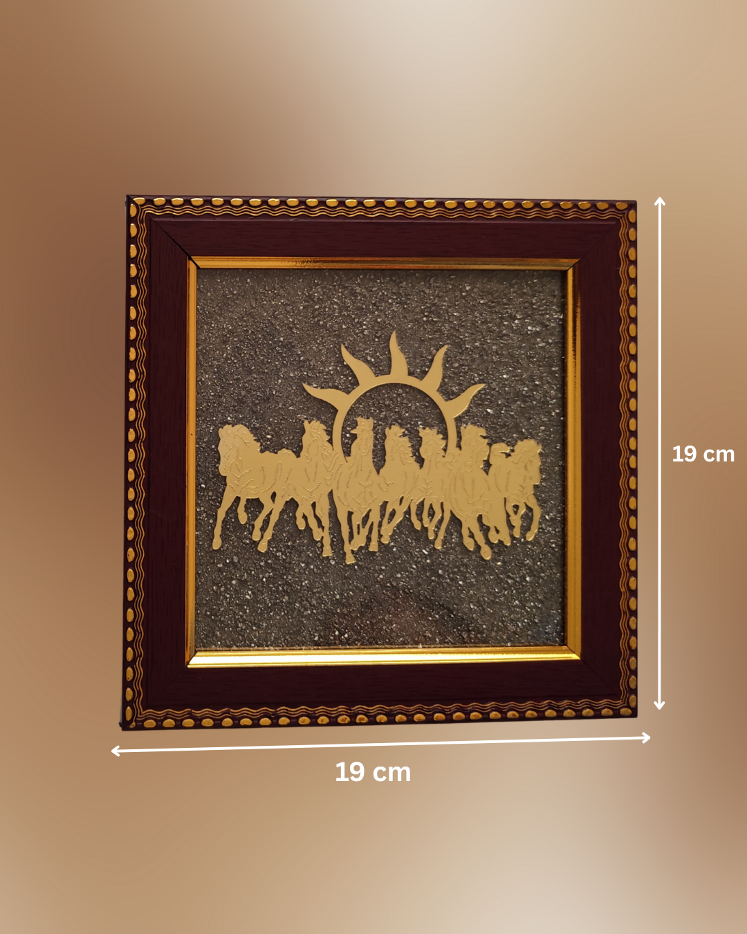 7 Horses Raw Pyrite Frame (Wealth, Success & Powerful Positive Energy Decor)