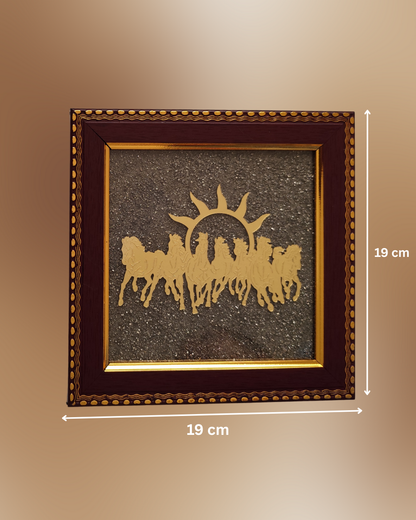 7 Horses Raw Pyrite Frame (Wealth, Success & Powerful Positive Energy Decor)