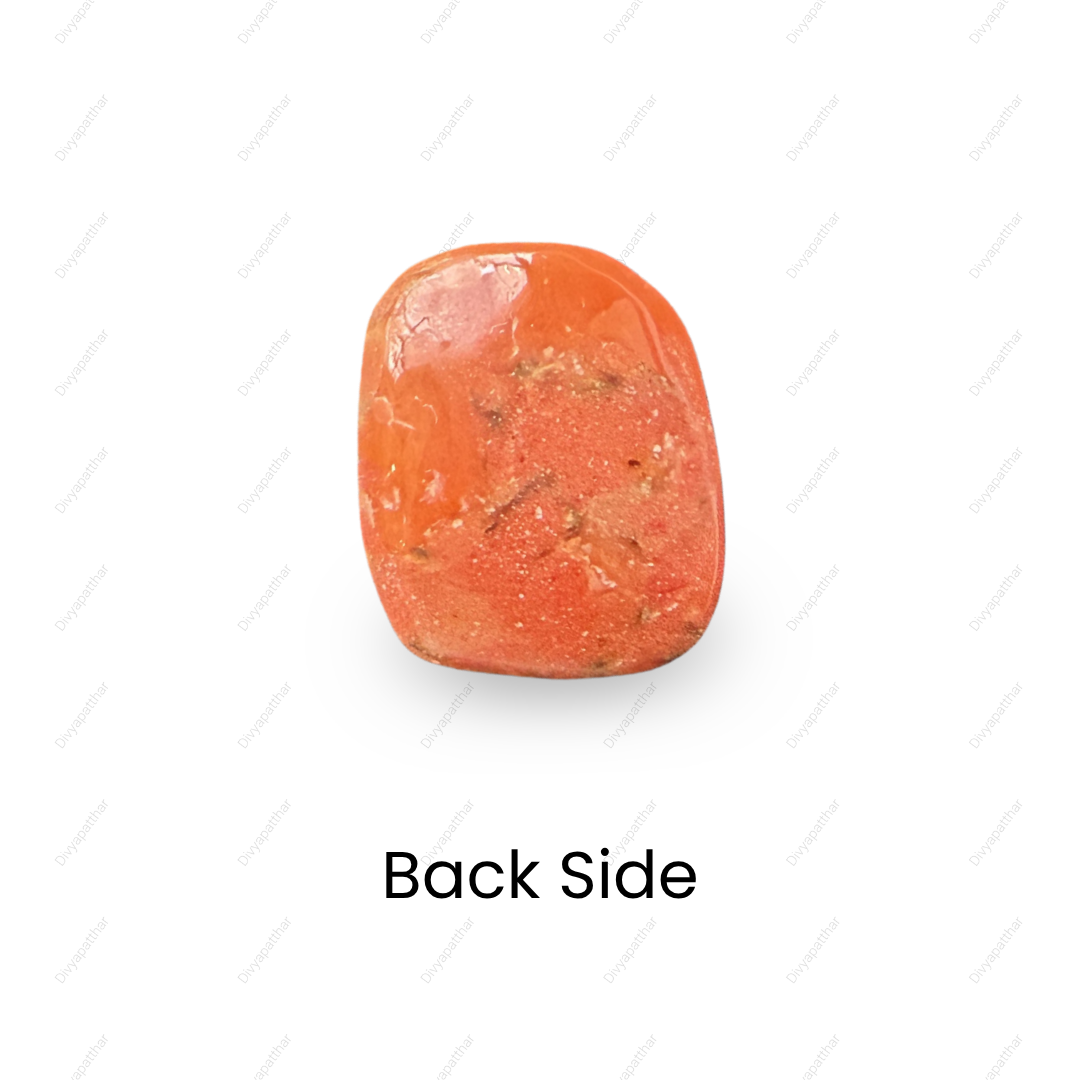 Natural Red Coral (Moonga) Gemstone – Cabochon Shape (10.30 Carat | 11.32 Ratti | 14.5 × 11.9 × 7.7 mm)