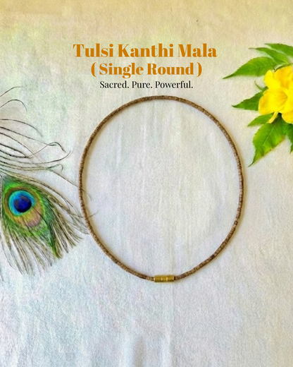 Natural Tulsi Kanthi Mala (Single Round) – Sacred Symbol of Bhakti, Purity & Divine Protection