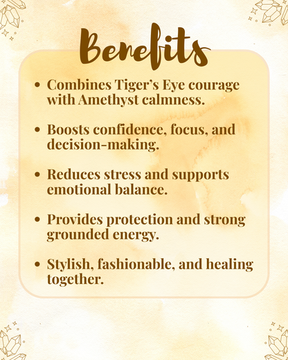 Premium Tiger Eye & Amethyst Bracelet (Protection, Calm Focus & Stylish Confidence)