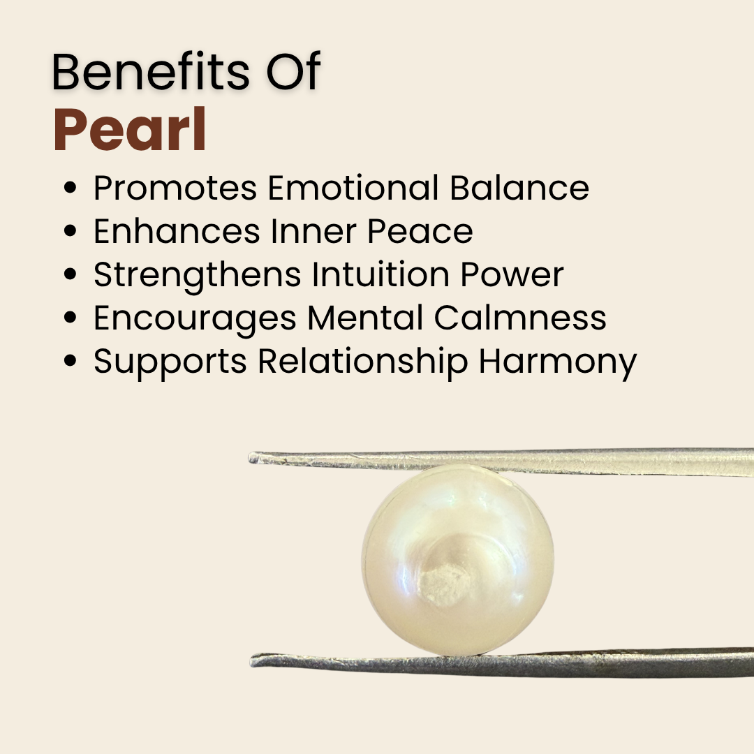 Natural Pearl (Moti) Gemstone – Round Shape (4.10 Carat | 4.46 Ratti | 9.3 × 6.2 mm)