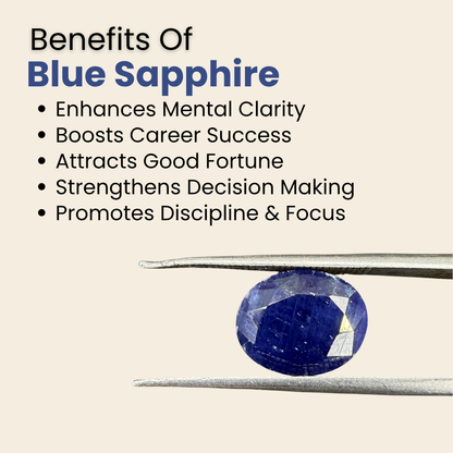 Natural Blue Sapphire (Neelam) Gemstone – Oval Shape (5.10 Carat | 5.55 Ratti | 10.9 × 8.9 × 5.3 mm)