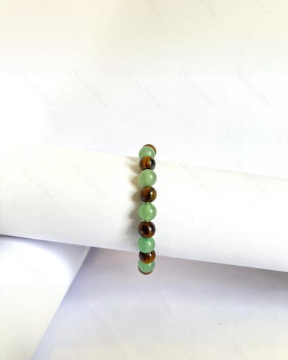 Premium Tiger Eye & Green Aventurine Bracelet (Success, Luck & Stylish Confidence)