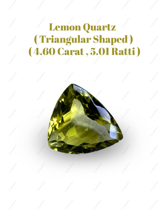Natural Lemon Quartz Gemstone – Triangular Shape (4.60 Carat | 5.01 Ratti)