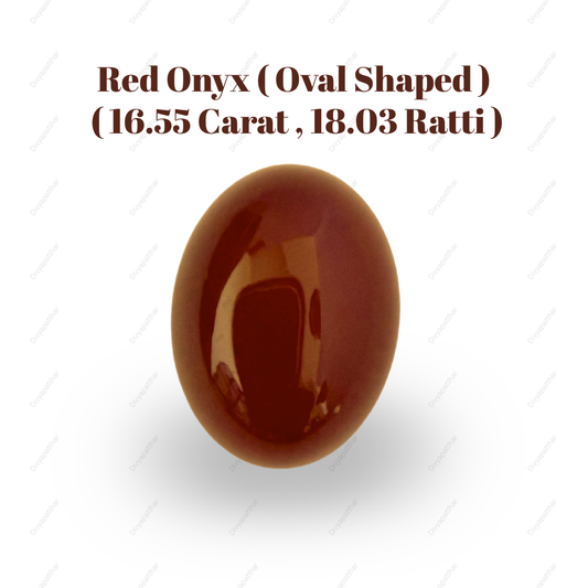 Natural Red Onyx Gemstone – Oval Shape (16.55 Carat | 18.03 Ratti)