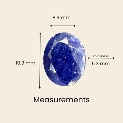 Natural Blue Sapphire (Neelam) Gemstone – Oval Shape (5.10 Carat | 5.55 Ratti | 10.9 × 8.9 × 5.3 mm)