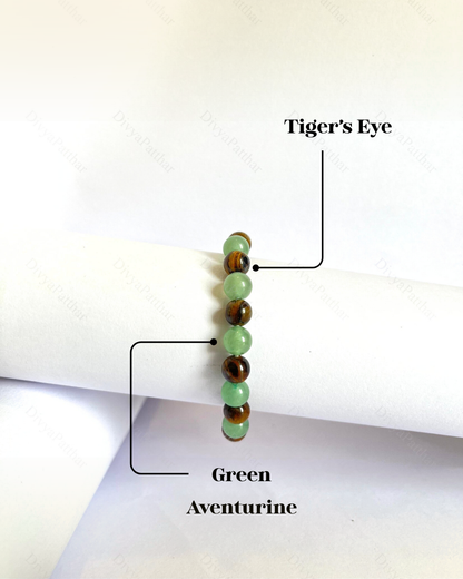 Premium Tiger Eye & Green Aventurine Bracelet (Success, Luck & Stylish Confidence)