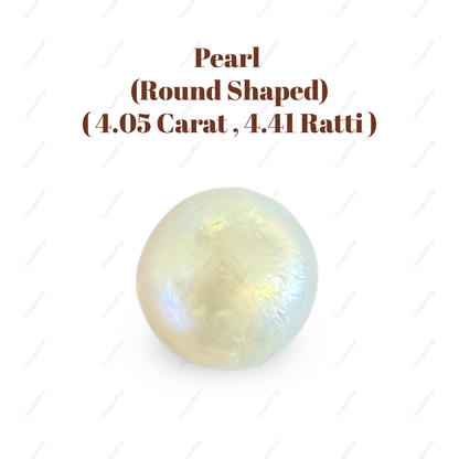 Natural Pearl (Moti) Gemstone – Round Shape (4.05 Carat | 4.41 Ratti | 9.3 × 5.7 mm)