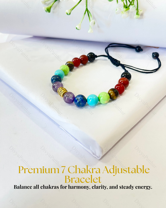 Premium 7 Chakra Adjustable Bracelet (Balance, Healing & Stylish Energy Alignment)