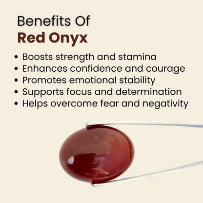 Natural Red Onyx Gemstone – Oval Shape (16.55 Carat | 18.03 Ratti)