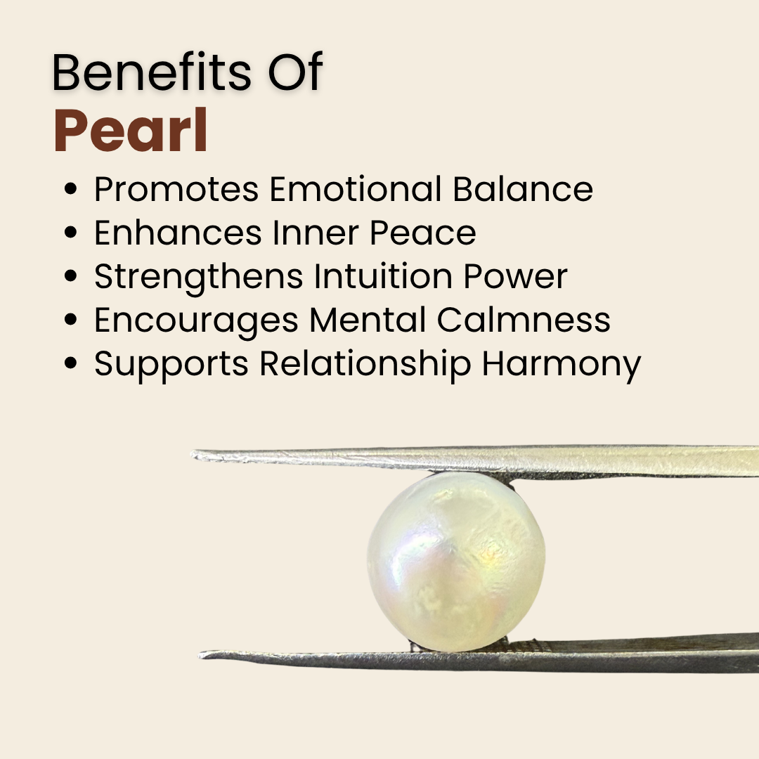 Natural Pearl (Moti) Gemstone – Round Shape (4.05 Carat | 4.41 Ratti | 9.3 × 5.7 mm)