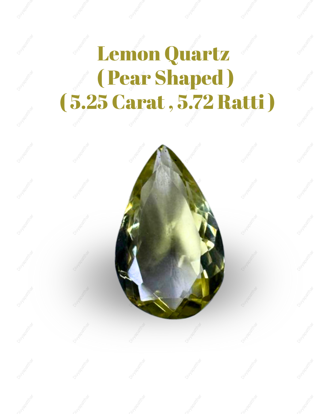 Natural Lemon Quartz Gemstone – Pear Shape (5.25 Carat | 5.72 Ratti)