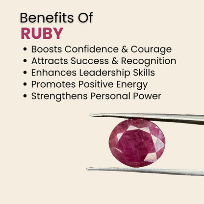 Natural Ruby (Manik) Gemstone – Oval Shape (7.60 Carat | 8.28 Ratti | 12.8 × 11.0 × 5.5 mm)
