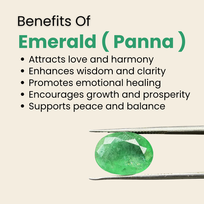 Natural Emerald (Panna) Gemstone – Oval Shape (3.95 Carat | 4.30 Ratti | 12 × 8.9 × 6.2 mm)