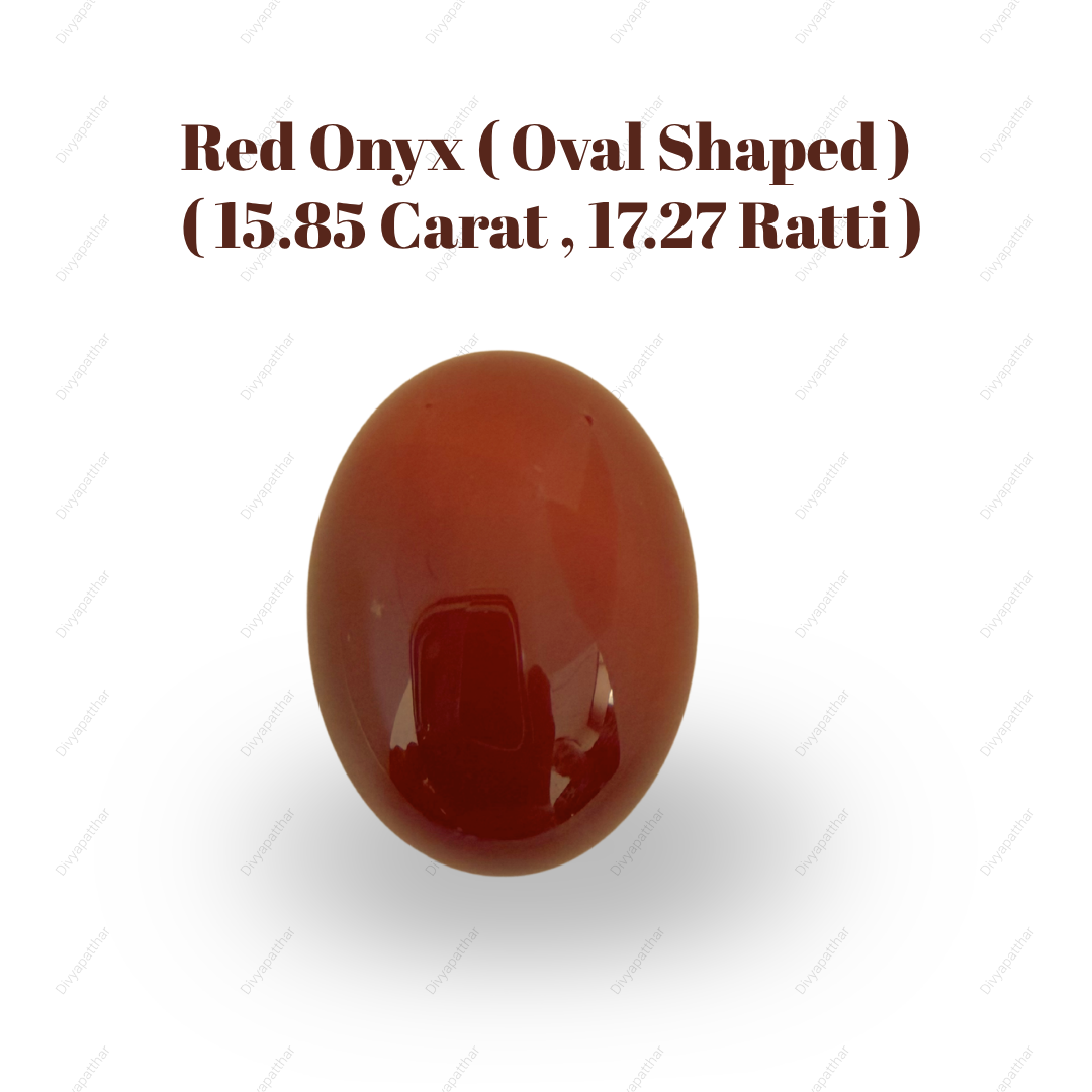 Natural Red Onyx Gemstone – Oval Shape (15.85 Carat | 17.27 Ratti)