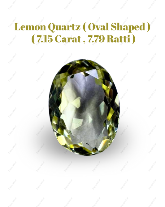 Natural Lemon Quartz Gemstone – Oval Shape (7.15 Carat | 7.79 Ratti)