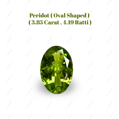 Natural Peridot Gemstone – Oval Shape (3.85 Carat | 4.19 Ratti)