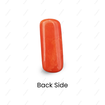 Natural Italian Red Coral (Moonga) Gemstone – Cabochon Shape (7.15 Carat | 7.79 Ratti | 16.8 × 7.0 × 7.1 mm)