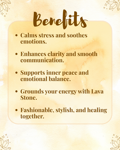 Premium Aquamarine Lava Bracelet (Calm Mind, Clarity & Stress Relief)
