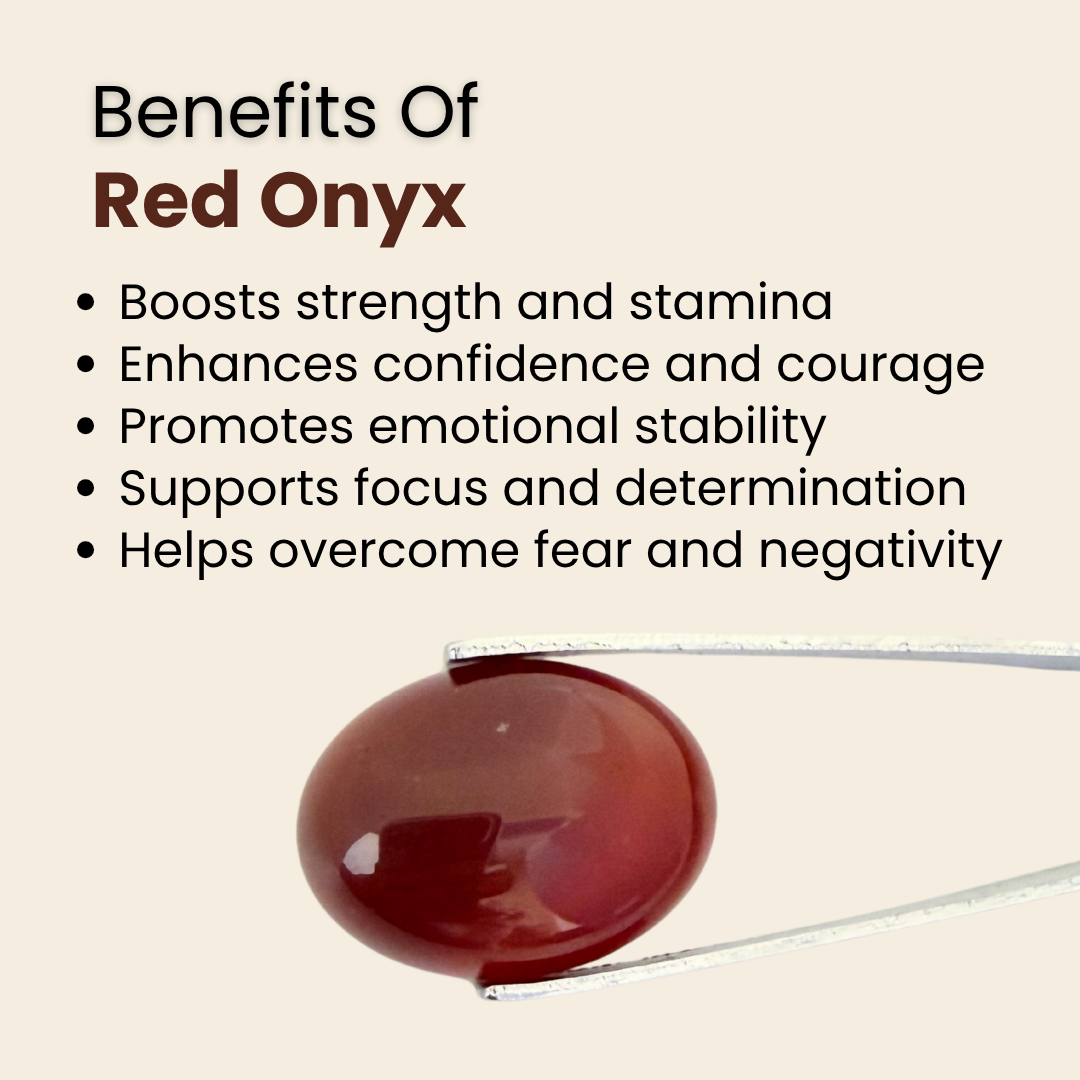Natural Red Onyx Gemstone – Oval Shape (15.85 Carat | 17.27 Ratti)