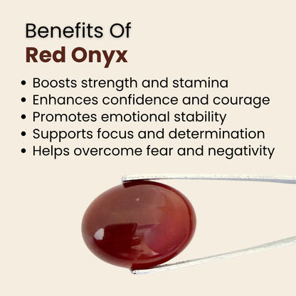Natural Red Onyx Gemstone – Oval Shape (15.85 Carat | 17.27 Ratti)