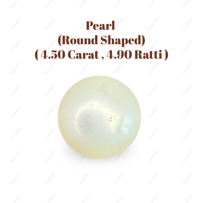 Natural Pearl (Moti) Gemstone – Round Shape (4.50 Carat | 4.90 Ratti | 9.4 × 6.5 mm)