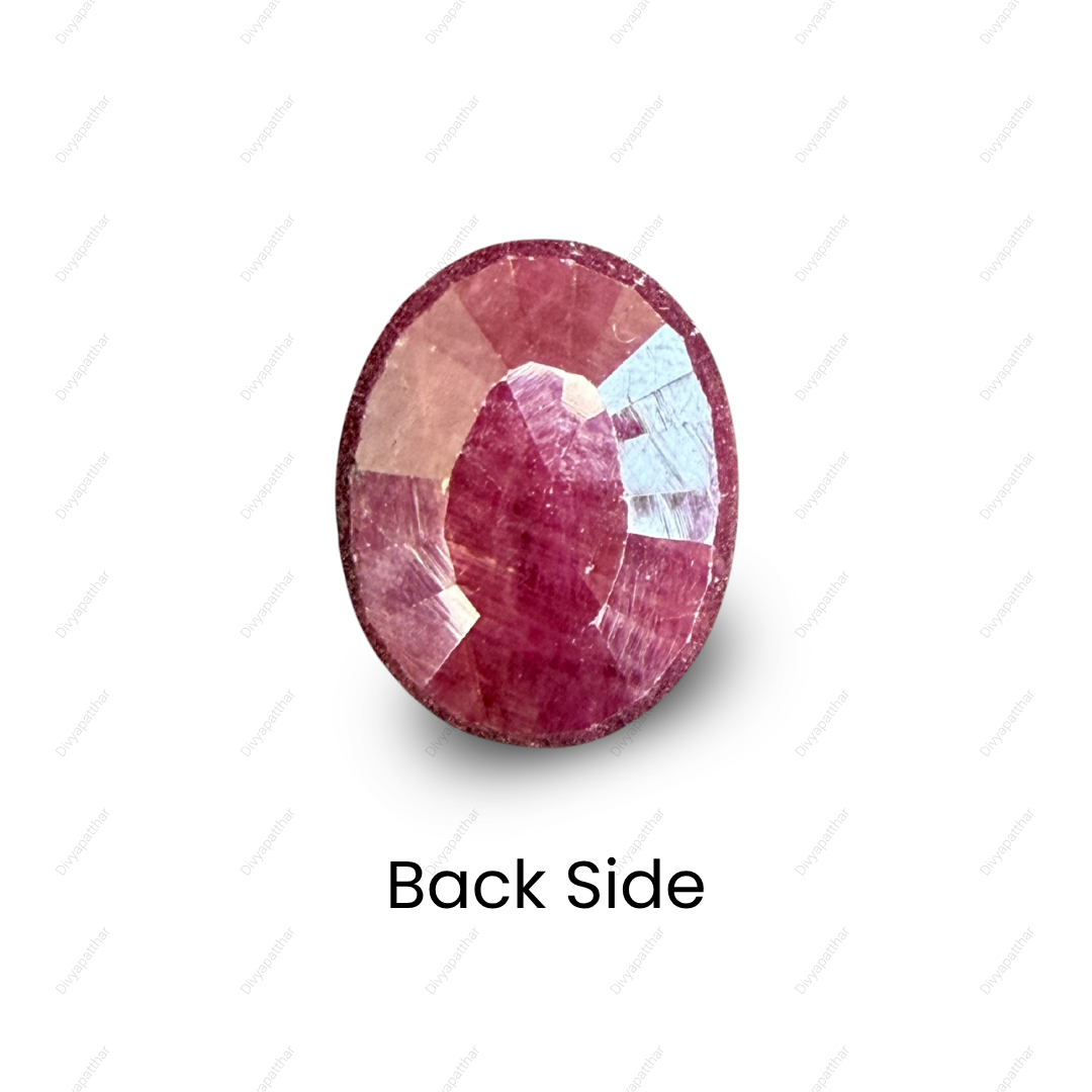 Natural Ruby (Manik) Gemstone – Oval Shape (7.95 Carat | 8.66 Ratti | 13.5 × 10.7 × 5.2 mm)