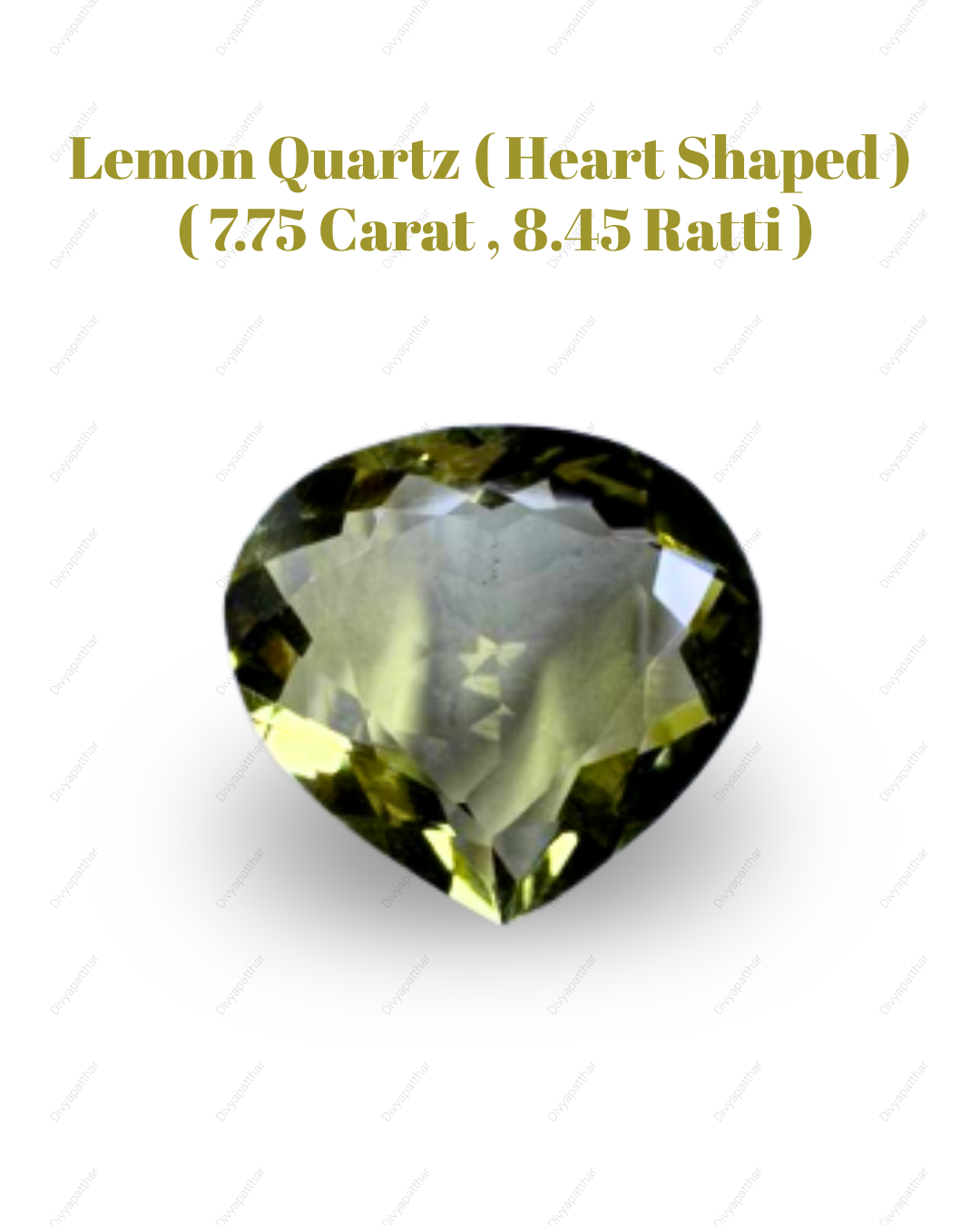 Natural Lemon Quartz Gemstone – Heart Shape (7.75 Carat | 8.45 Ratti)