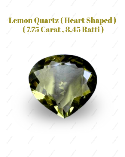 Natural Lemon Quartz Gemstone – Heart Shape (7.75 Carat | 8.45 Ratti)