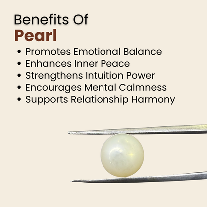 Natural Pearl (Moti) Gemstone – Round Shape (4.50 Carat | 4.90 Ratti | 9.4 × 6.5 mm)