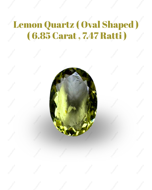 Natural Lemon Quartz Gemstone – Oval Shape (6.85 Carat | 7.47 Ratti)