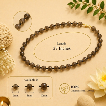 Smoky Quartz Mala – Protection, Grounding & Emotional Balance