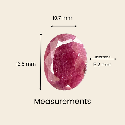 Natural Ruby (Manik) Gemstone – Oval Shape (7.95 Carat | 8.66 Ratti | 13.5 × 10.7 × 5.2 mm)