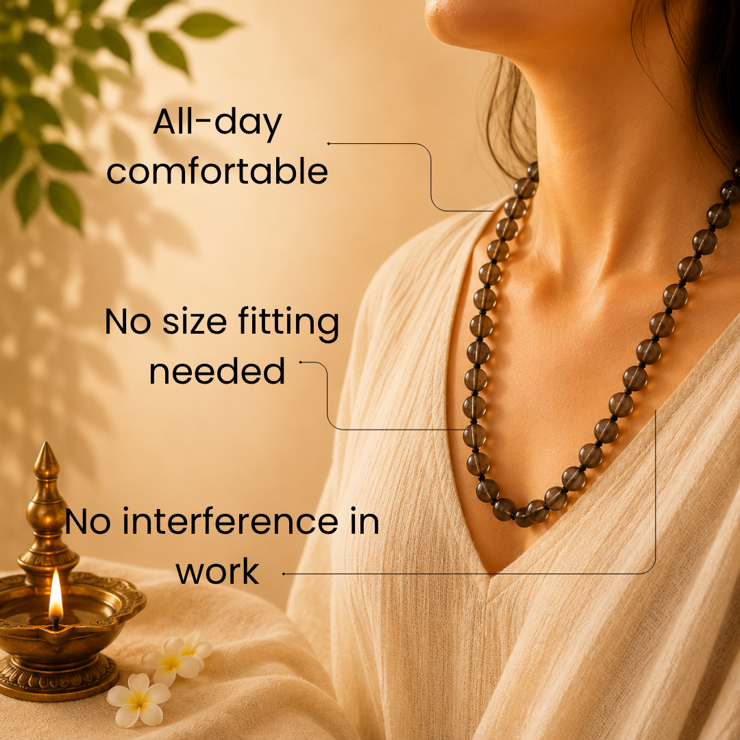 Smoky Quartz Mala – Protection, Grounding & Emotional Balance