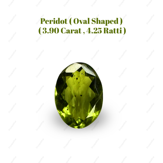 Natural Peridot Gemstone – Oval Shape (3.90 Carat | 4.25 Ratti)