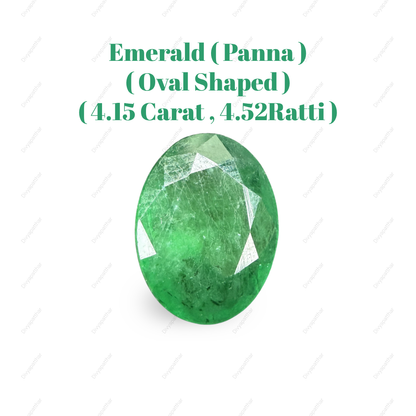 Natural Zambian Emerald (Panna) Gemstone – Oval Shape (4.15 Carat | 4.52 Ratti | 15.1 x 7.9 mm)